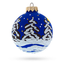 Load image into Gallery viewer, Bear Skiing with Snowman and USA Flag Glass Ball Christmas Ornament 3.25 Inches