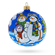 Load image into Gallery viewer, Snowman Family Glass Ball Christmas Ornament 4 Inches