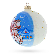 Load image into Gallery viewer, Santa Riding Horse Laden with Gifts Glass Ball Christmas Ornament 4 Inches