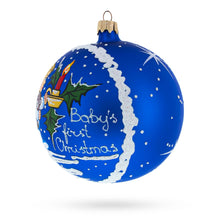 Load image into Gallery viewer, Boy Cuddling Teddy Bear Glass Ball Baby's First Christmas Ornament 4 Inches