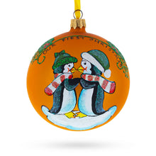 Load image into Gallery viewer, Our First Christmas Penguin Couple Glass Ball Ornament 4 Inches