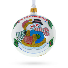 Load image into Gallery viewer, Snowman Duo Glass Ball 'Our First Christmas' Ornament 4 Inches