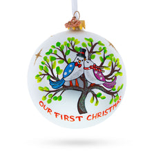 Load image into Gallery viewer, Our First Christmas Love Birds Glass Ball Christmas Ornament 4 Inches