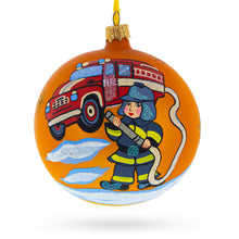 Load image into Gallery viewer, Little Fireman Glass Ball Christmas Ornament 4 Inches