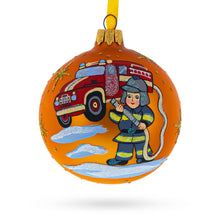 Load image into Gallery viewer, Little Fireman Glass Ball Christmas Ornament 3.25 Inches