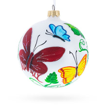 Load image into Gallery viewer, Delicate Butterflies on Glass Ball Christmas Ornament 4 Inches