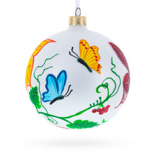 Load image into Gallery viewer, Delicate Butterflies on Glass Ball Christmas Ornament 4 Inches