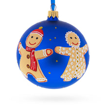 Load image into Gallery viewer, Gingerbread Family with Candy Cane Glass Ball Christmas Ornament 4 Inches