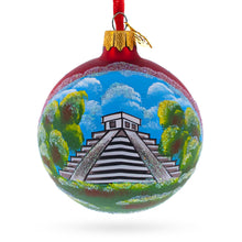 Load image into Gallery viewer, Mayan Pyramid, Mexico Glass Ball Christmas Ornament 3.25 Inches
