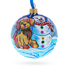 Load image into Gallery viewer, Dog and Snowman Friendship Glass Ball Christmas Ornament 3.25 Inches