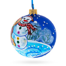 Load image into Gallery viewer, Dog and Snowman Friendship Glass Ball Christmas Ornament 3.25 Inches