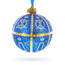 Load image into Gallery viewer, 1896 Twelve Monograms Royal Blue Glass Ball Christmas Ornament 3.25 Inches