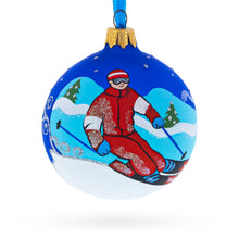 Load image into Gallery viewer, Winter Wonderland Skiing Blue Glass Ball Christmas Ornament 3.25 Inches