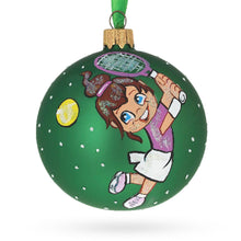 Load image into Gallery viewer, Girl Playing Tennis Glass Ball Christmas Ornament 3.25 Inches