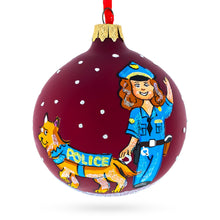 Load image into Gallery viewer, K-9 Police Officer with Dog Glass Ball Christmas Ornament 3.25 Inches