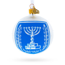 Load image into Gallery viewer, Israel Coat of Arms Glass Ball Christmas Ornament 3.25 Inches