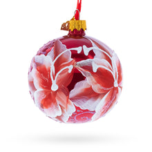 Load image into Gallery viewer, Red Lilies Glass Ball Christmas Ornament 3.25 Inches