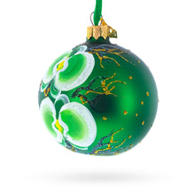 Load image into Gallery viewer, Green Orchid Elegance Glass Ball Christmas Ornament 3.25 Inches