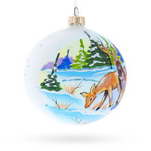 Load image into Gallery viewer, Majestic Deer in Winter Forest Glass Ball Christmas Ornament 4 Inches