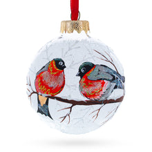Load image into Gallery viewer, Bullfinches On Snowy Branch Glass Ball Christmas Ornament 3.25 Inches