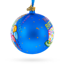 Load image into Gallery viewer, Happy Birthday Balloons &amp; Cupcakes Glass Ball Christmas Ornament 4 Inches