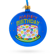 Load image into Gallery viewer, Happy Birthday Balloons &amp; Cupcakes Glass Ball Christmas Ornament 4 Inches