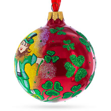Load image into Gallery viewer, Lucky Leprechaun &amp; Pot of Gold Glass Christmas Ornament 4 Inches