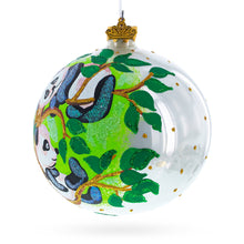 Load image into Gallery viewer, Panda Bears on Tree Branch Glass Ball Christmas Ornament 4 Inches