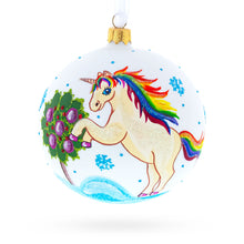 Load image into Gallery viewer, Enchanting Unicorn Glass Ball Christmas Ornament 4 Inches