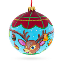 Load image into Gallery viewer, Decorated Deer Horns Glass Ball Christmas Ornament 4 Inches