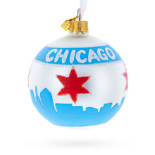 Load image into Gallery viewer, Chicago Flag Glass Ball Christmas Ornament 3.25 Inches