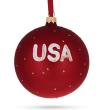 Load image into Gallery viewer, Flag of United States of America on Red Glass Ball Christmas Ornament 4 Inches