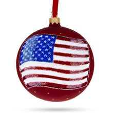 Load image into Gallery viewer, Flag of United States of America on Red Glass Ball Christmas Ornament 4 Inches