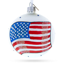 Load image into Gallery viewer, Flag of United States of America on White Glass Ball Christmas Ornament 3.25 Inches