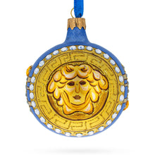 Load image into Gallery viewer, Italian Designer Medusa Medallion Glass Ball Christmas Ornament 3.25 Inches