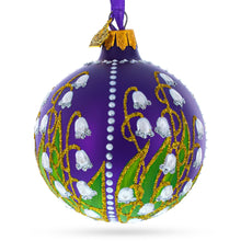 Load image into Gallery viewer, Lilies of the Valley on Purple Royal Glass Ball Christmas Ornament 3.25 Inches