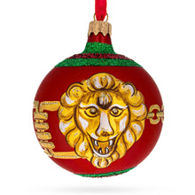 Load image into Gallery viewer, Lion-Head Design Glass Ball Christmas Ornament by Florence Designer 3.25 Inches
