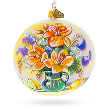 Load image into Gallery viewer, Floral Vase Masterpiece Glass Ball Christmas Ornament 4 Inches