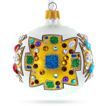 Load image into Gallery viewer, French Couturier-Inspired Bejeweled Elegance Glass Ball Christmas Ornament 3.25 Inches