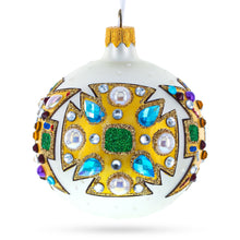 Load image into Gallery viewer, French Couturier-Inspired Bejeweled Elegance Glass Ball Christmas Ornament 3.25 Inches