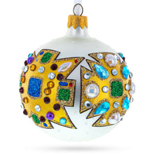 Load image into Gallery viewer, French Couturier-Inspired Bejeweled Elegance Glass Ball Christmas Ornament 3.25 Inches