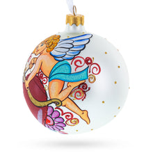 Load image into Gallery viewer, Cupid with Bow and Heart Glass Ball Christmas Ornament 4 Inches