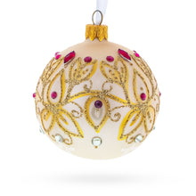 Load image into Gallery viewer, Gilded Golden Leaves Glass Ball Christmas Ornament 3.25 Inches