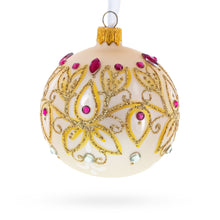 Load image into Gallery viewer, Gilded Golden Leaves Glass Ball Christmas Ornament 3.25 Inches
