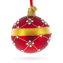 Load image into Gallery viewer, Diamond Trellis Pattern on Red Glass Ball Christmas Ornament 3.25 Inches