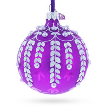 Load image into Gallery viewer, White Vines Entwined on a Lavender Dreamscape Glass Ball Christmas Ornament 3.25 Inches
