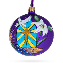 Load image into Gallery viewer, First Communion on Purple Glass Ball Christmas Ornament 4 Inches