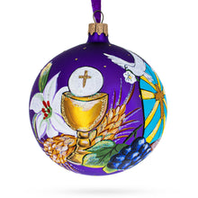 Load image into Gallery viewer, First Communion on Purple Glass Ball Christmas Ornament 4 Inches