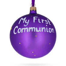 Load image into Gallery viewer, First Communion on Purple Glass Ball Christmas Ornament 4 Inches