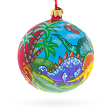 Load image into Gallery viewer, Dinosaurs in Jungles Glass Ball Christmas Ornament 4 Inches